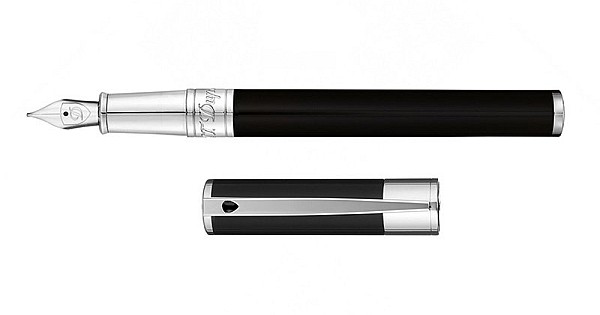 S.T. Dupont D-Initial Black & Chrome Fountain pen 260203 - Vulpen